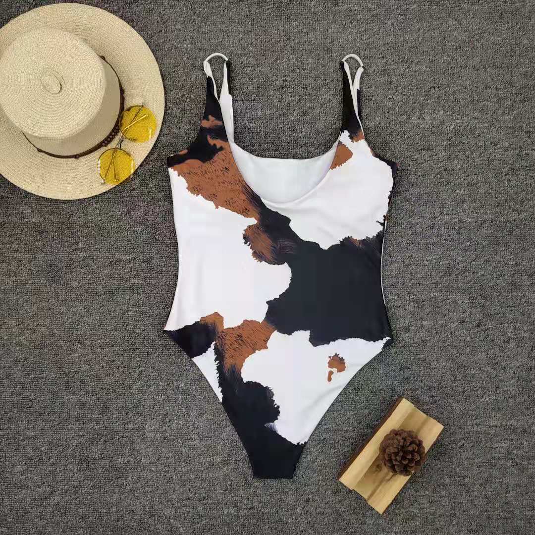 Lalie — Bikini deux-pièces taille haute blanc imprimé
