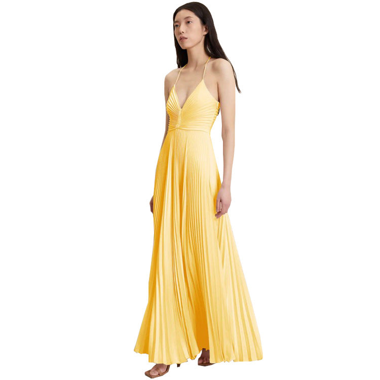 Robe Plissée à Bretelles Lacées