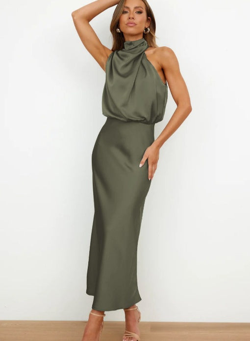 Robe longue col haut sans manches design - Chic&Shines