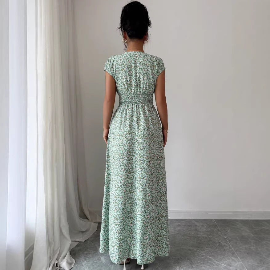 Robe d'été vert amande — Coupe cache-cœur affinante
