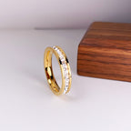 Bague simple et double rangée de diamants en acier titane - Chic&Shines