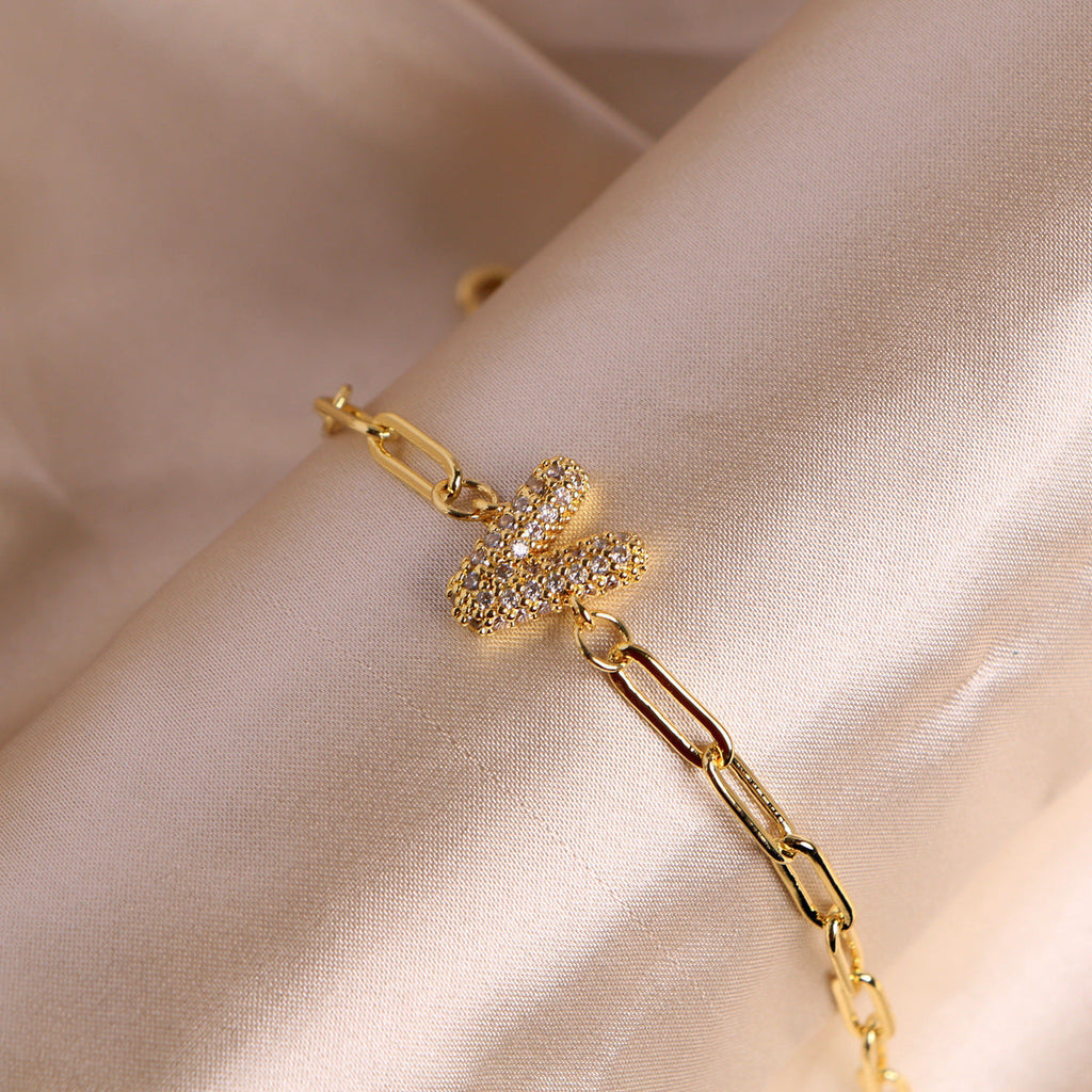 Bracelet clip en zircone pendentif lettre - Chic&Shines
