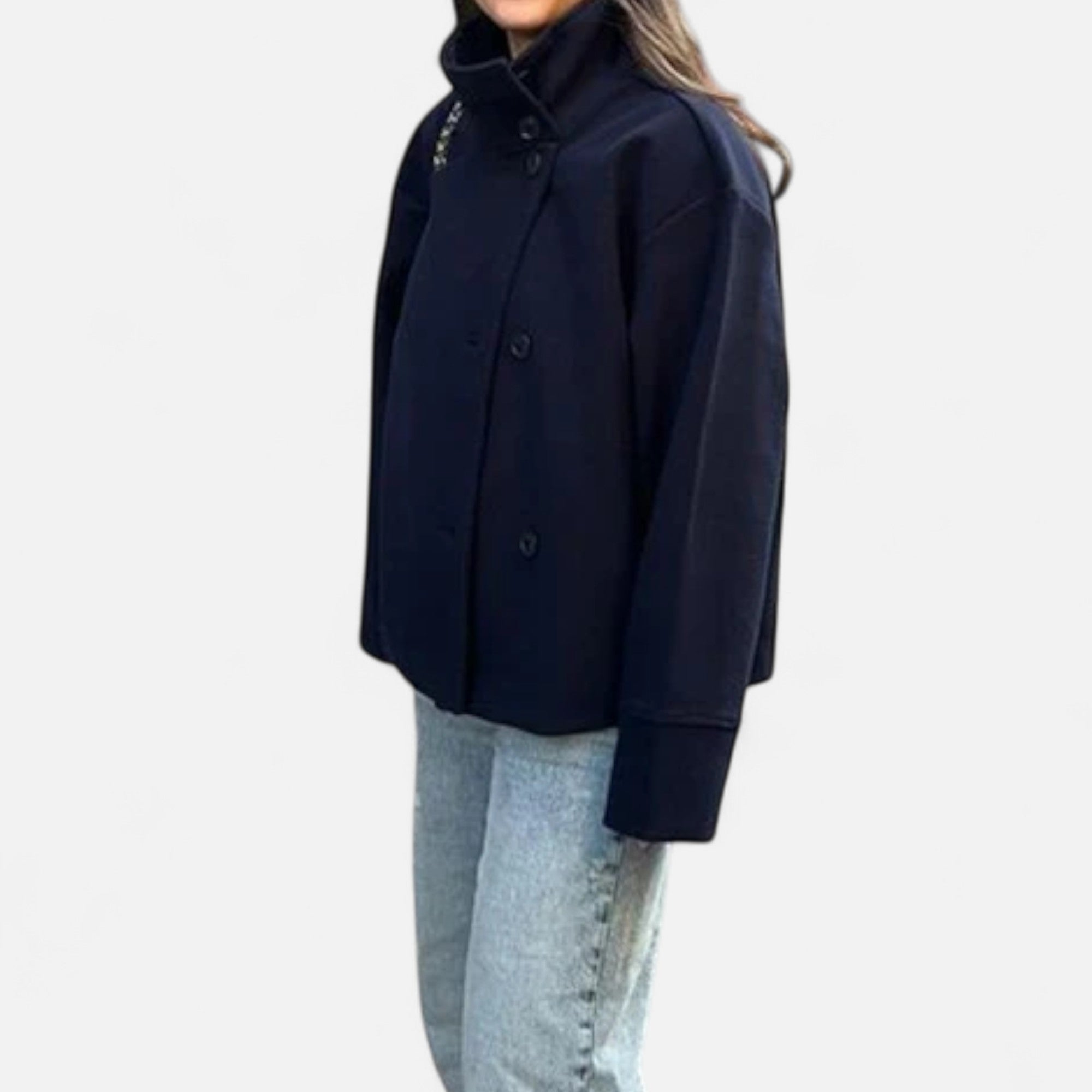 Manteau Court Femme Col Haut Chic