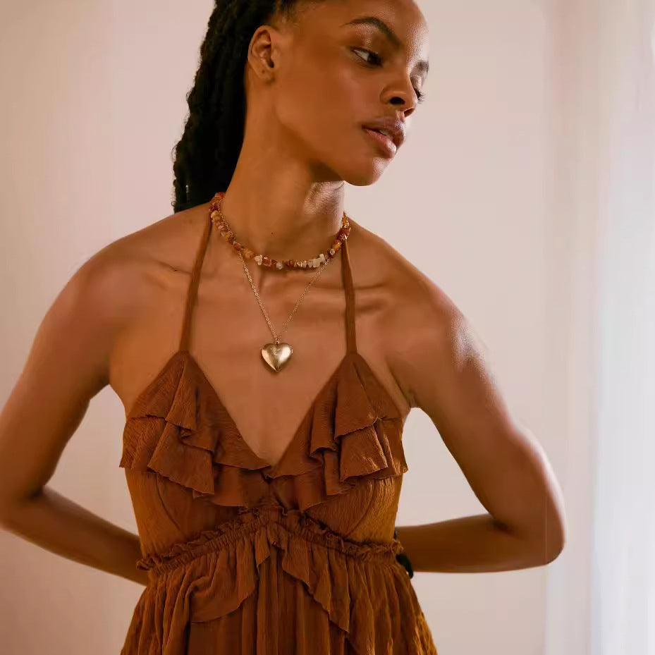 Sleeveless V-neck maxi dress