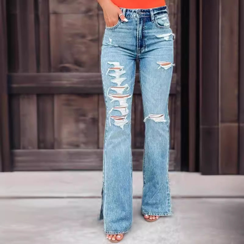 Jean taille haute déchiré fendu - Chic&Shines