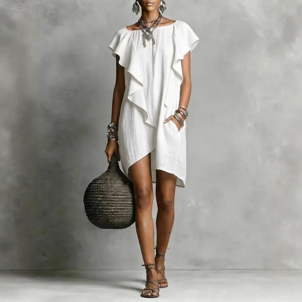 Solid short-sleeved dress — timeless colors