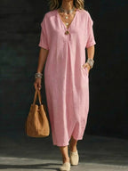 Linen and cotton wrap dress — Bohemian comfort