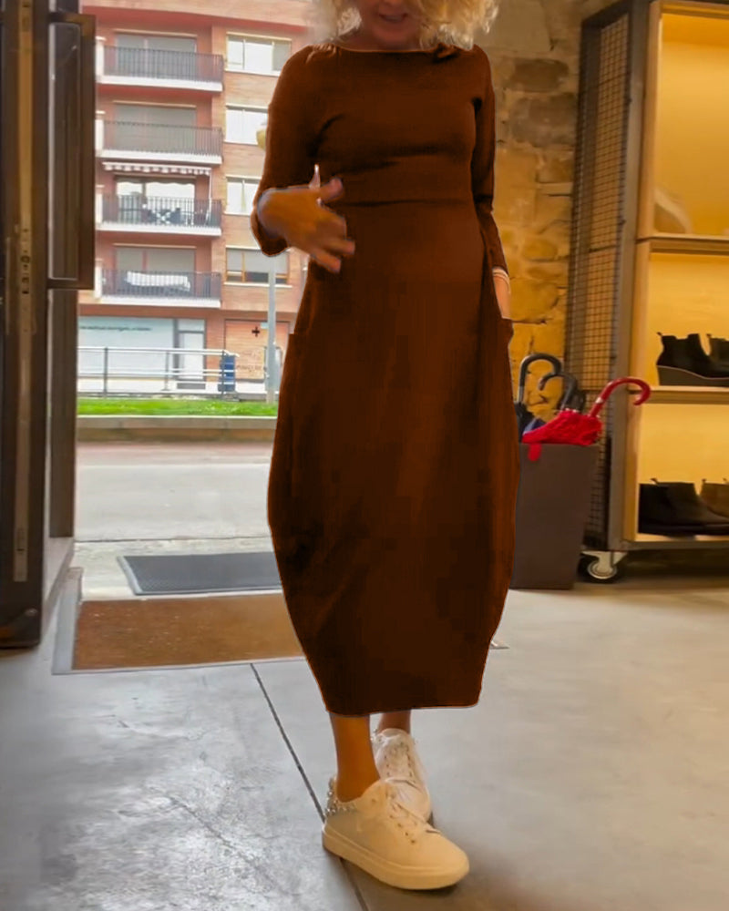 Alessandra | Robe Midi Col Ronde Automne