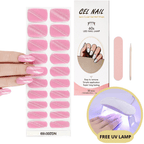 Ongles en gel rose avec lampe UV gratuite, autocollants semi-permanents, application facile, longue tenue, kit manucure complet.