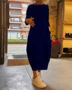 Alessandra | Robe Midi Col Ronde Automne