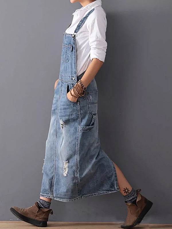 SEVERINE | Robe trench en denim avec fente - Intemporelle et résistante