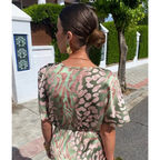 Cosima | Women's V-Neck Dress | Autumnal Green