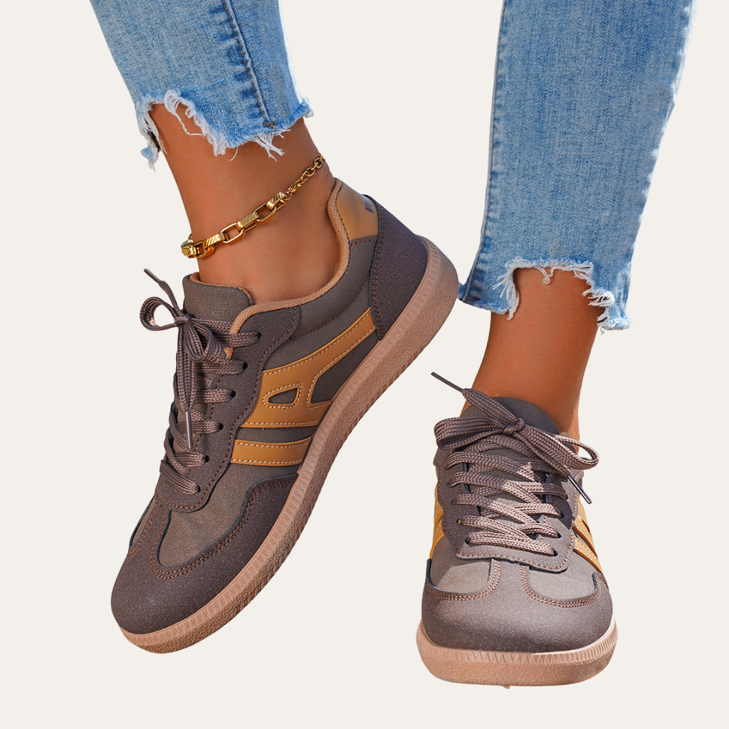 Baskets orthopédiques en cuir pour femmes - Chaussures de loisirs confortables avec voûte plantaire, semelle souple & forme ergonomique