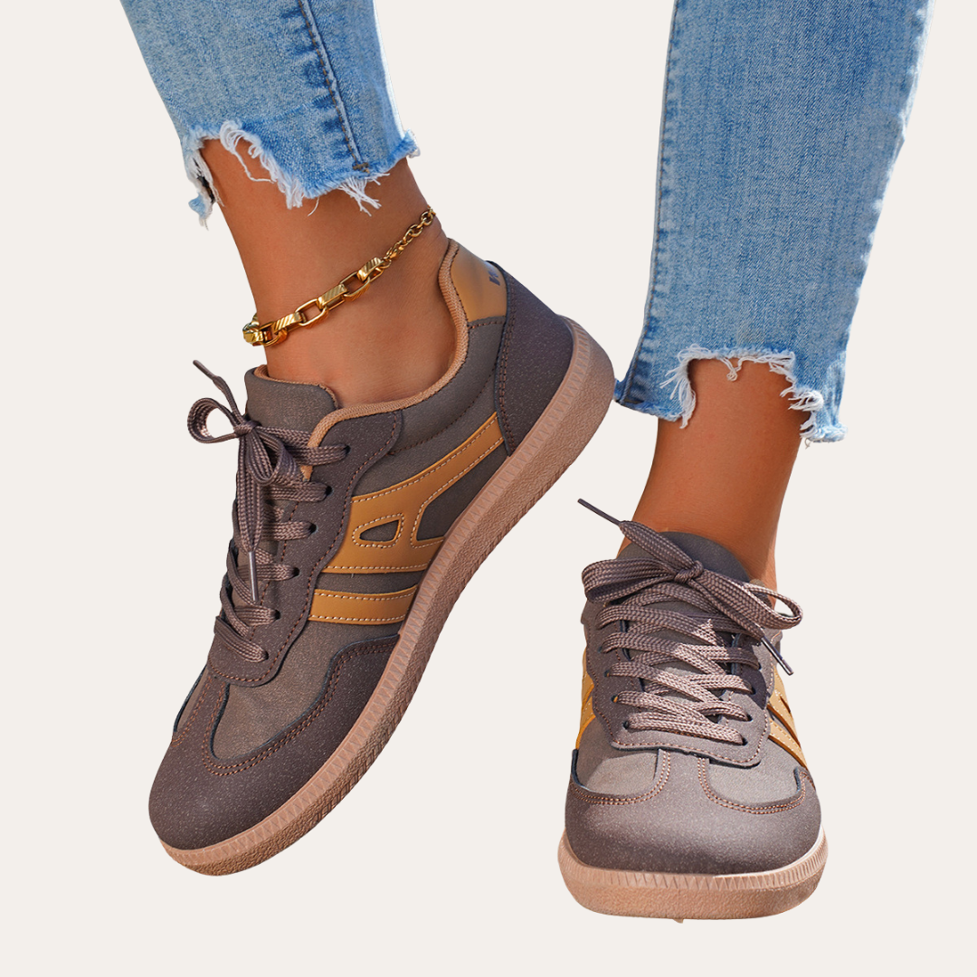 Baskets orthopédiques en cuir pour femmes - Chaussures de loisirs confortables avec voûte plantaire, semelle souple & forme ergonomique