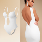 Body blanc sans dos pour robe élégante, avec bretelles fines et soutien-gorge intégré, idéal pour tenues de soirée, mode féminine chic.