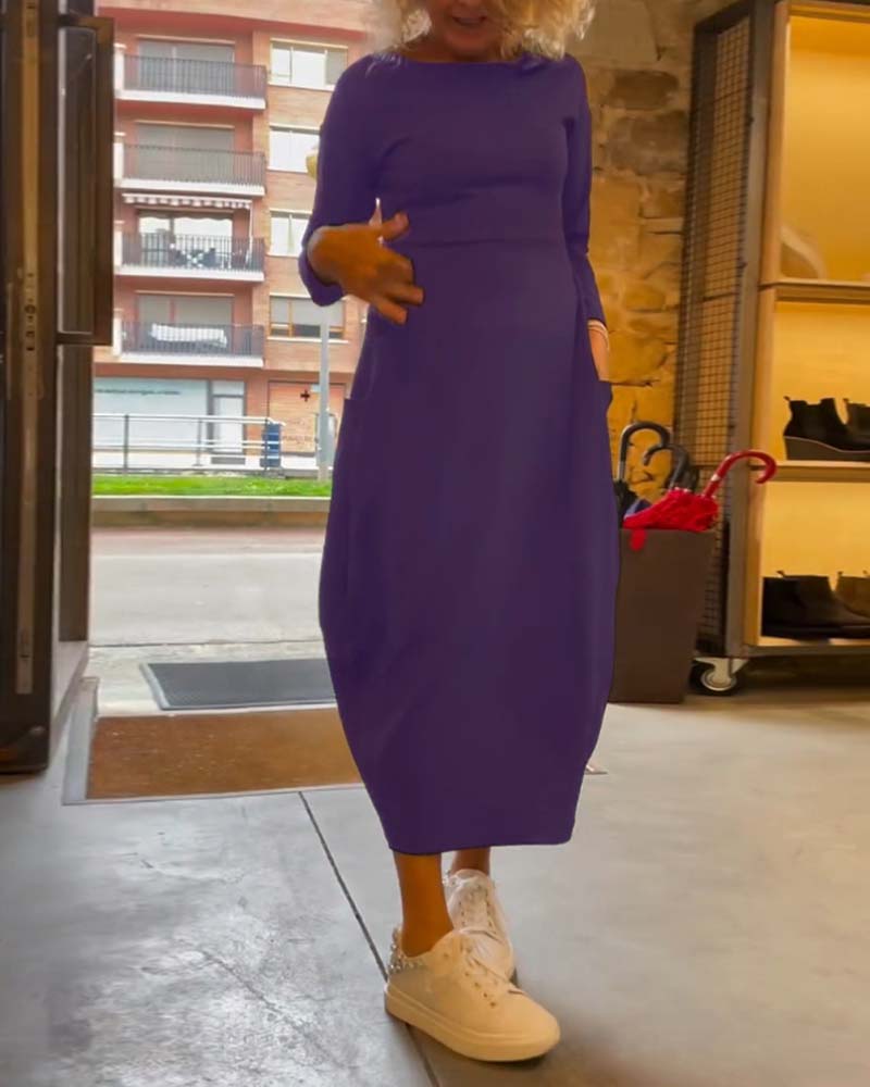 Alessandra | Robe Midi Col Ronde Automne