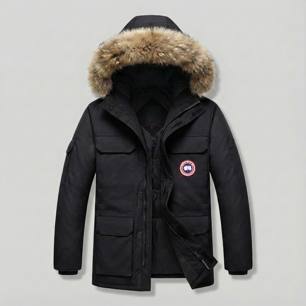 Men's Warm Thick Parka Comfortable Winter Jacket with Fur Hood