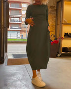 Alessandra | Robe Midi Col Ronde Automne