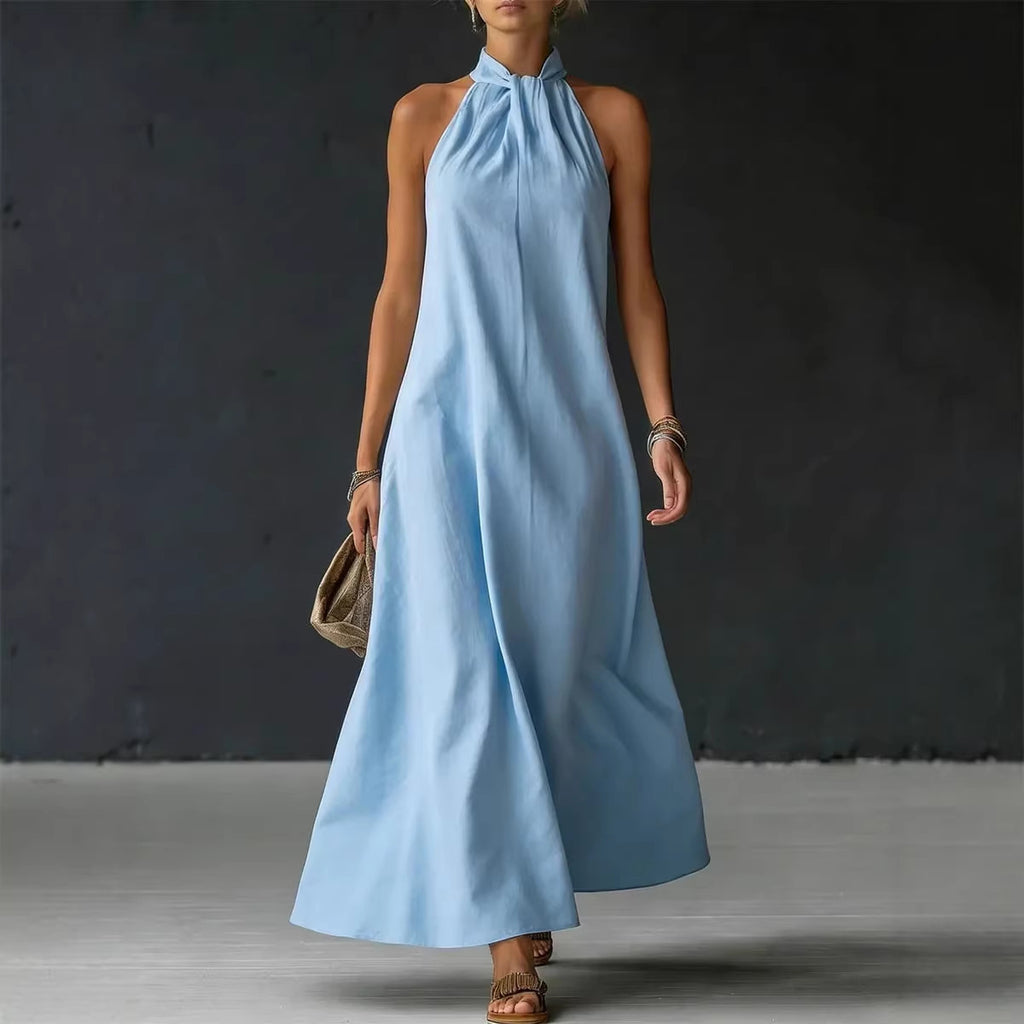 Robe longue sans manches à bretelles croisées