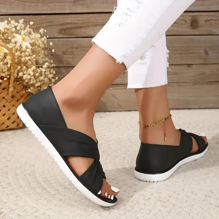 Sandales d'été confortables à semelle souple et à motif de nœuds pour femmes