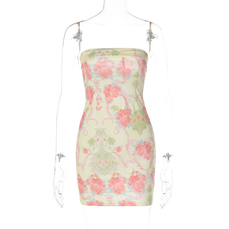 Floral fitted dress — Apricot