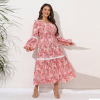 Pink and white patchwork maxi dress — Generous fit