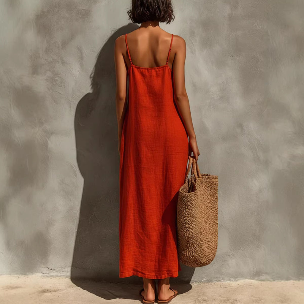 Sleeveless Square-Neck A-Line Dress