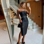 Robe longue bustier sexy moulante à fente