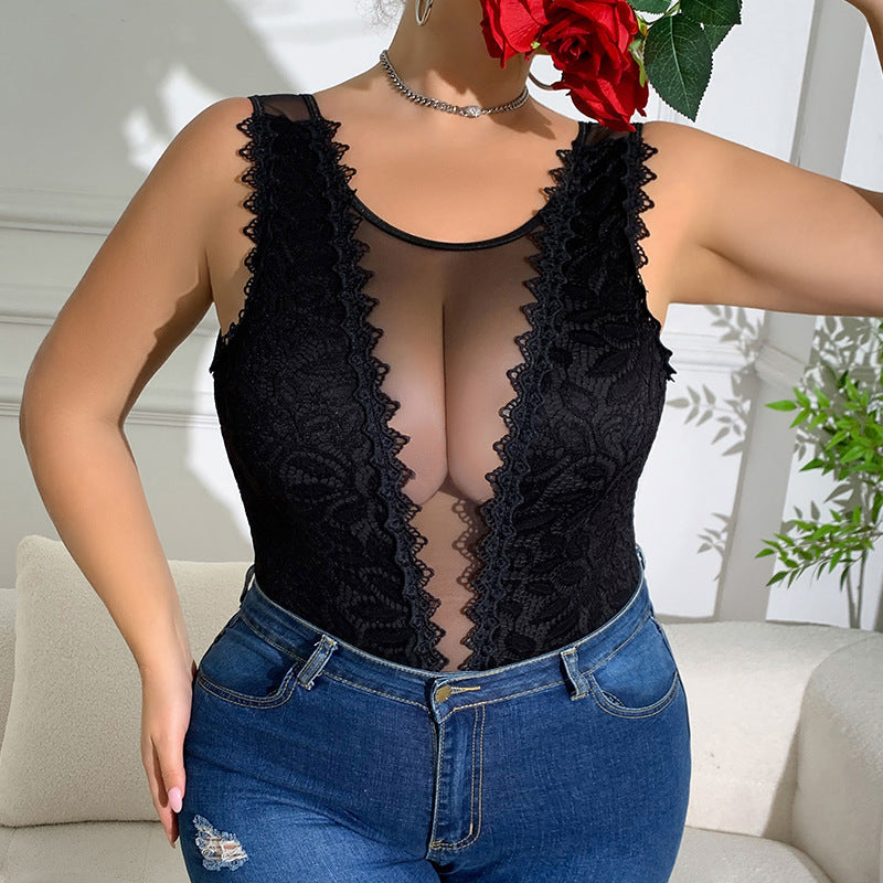 Body siamois en dentelle losange