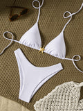 Sofia — White two-piece bikini with ties and metallic finishes