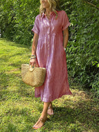 Robe rayée lin et coton – Élégance intemporelle