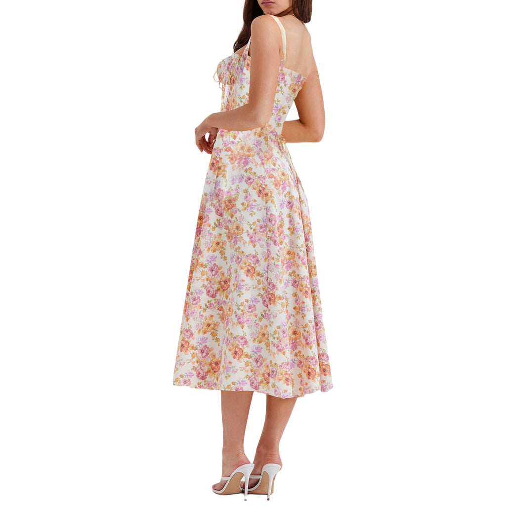 Robe dos nu à imprimé floral – Style élégant et sensuel