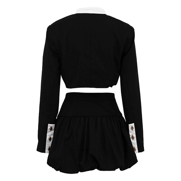 Long-sleeve shirt and mini skirt set
