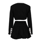 Long-sleeve shirt and mini skirt set