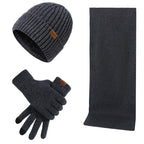 Set d'hiver décontracté avec bonnet, écharpe et gants pour hommes