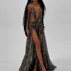 Sleeveless openwork maxi dress — Black