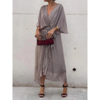 Robe asymétrique manches chauve-souris — Élégance fluide
