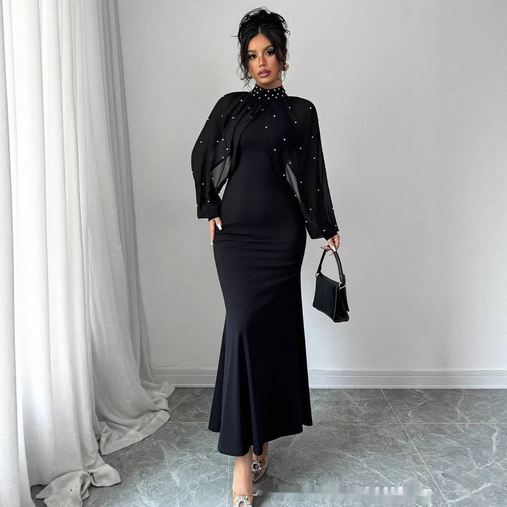 Lace Lantern Sleeve Maxi Dress