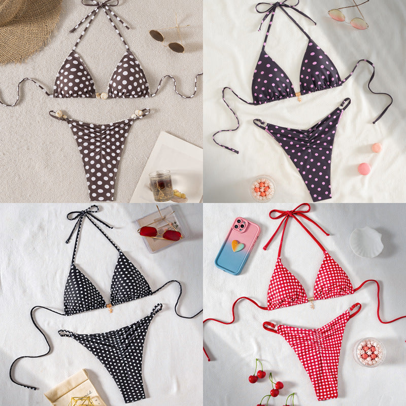 Inès — Red two-piece triangle bikini