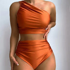 Avril — Bikini deux-pièces asymétrique caramel