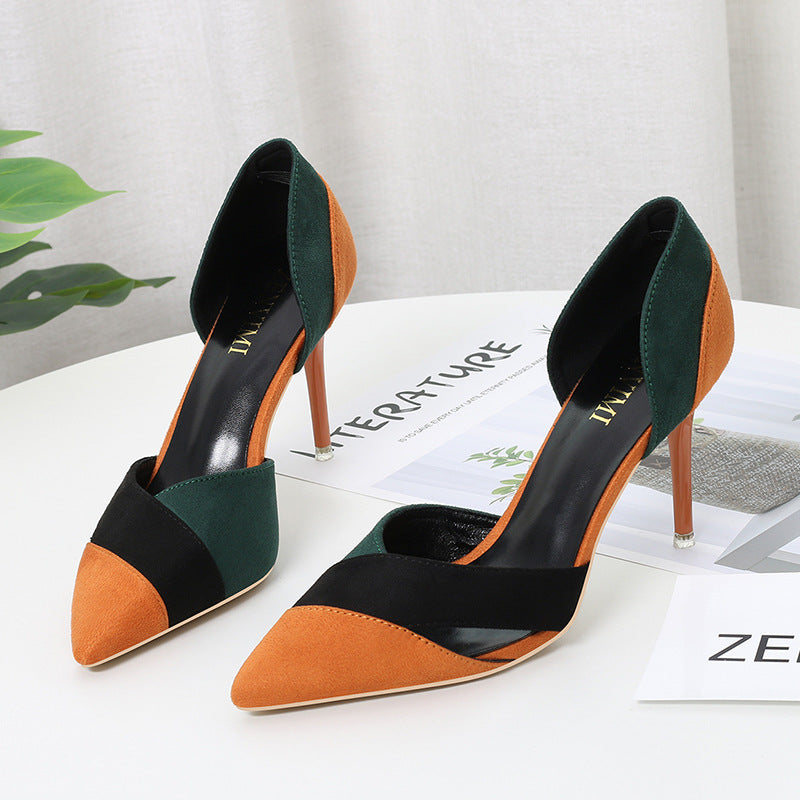 Pointed suede stiletto heels