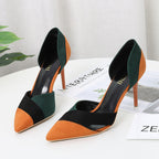 Pointed suede stiletto heels