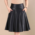 Jupe mi-longue en cuir plissé taille haute - Chic&Shines