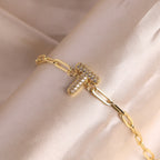 Bracelet clip en zircone pendentif lettre - Chic&Shines