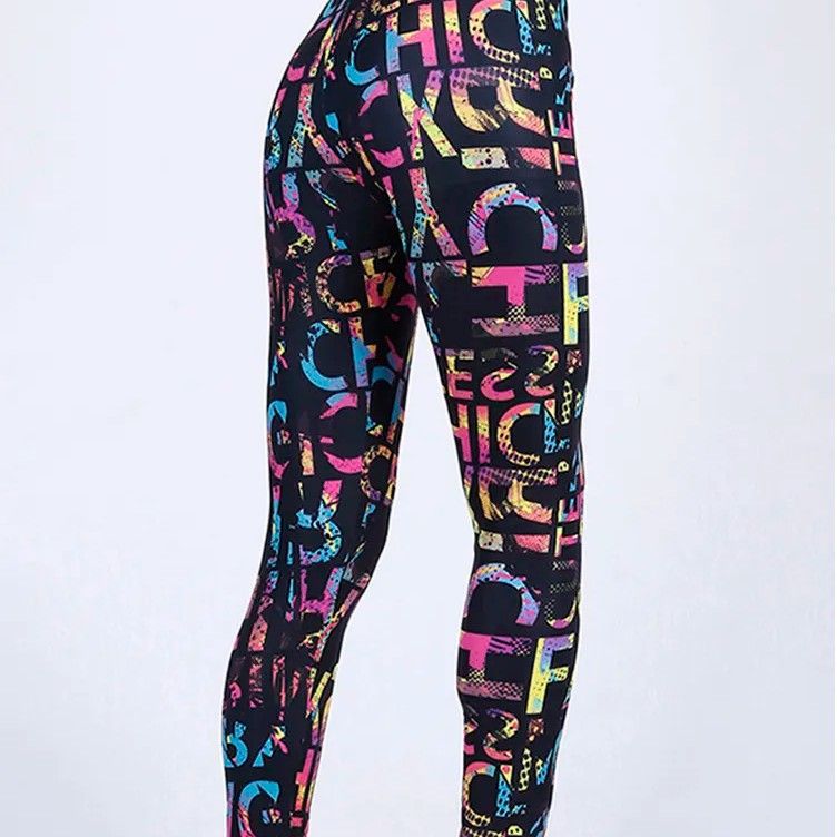 Pantalon de yoga élastique motif lettres