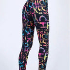 Pantalon de yoga élastique motif lettres