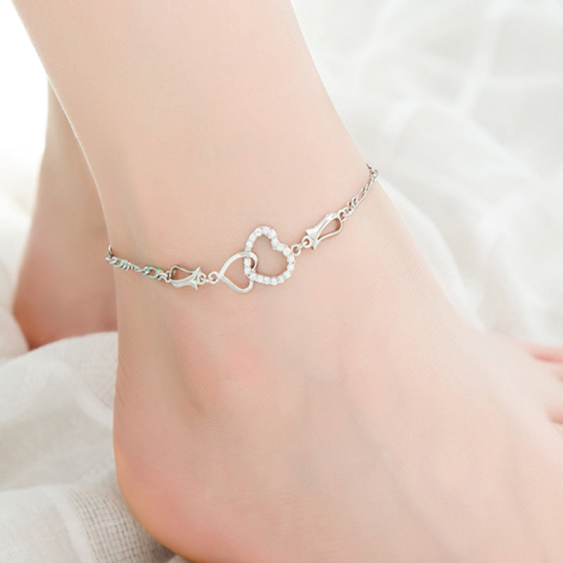 Bracelet de cheville bohème cœur ou diamant