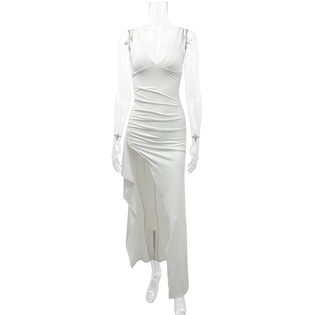 Robe portefeuille blanc pur, élégance minimaliste
