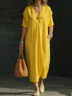 Linen and cotton wrap dress — Bohemian comfort