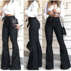 Pantalon évasé à lacets micro-élastiques